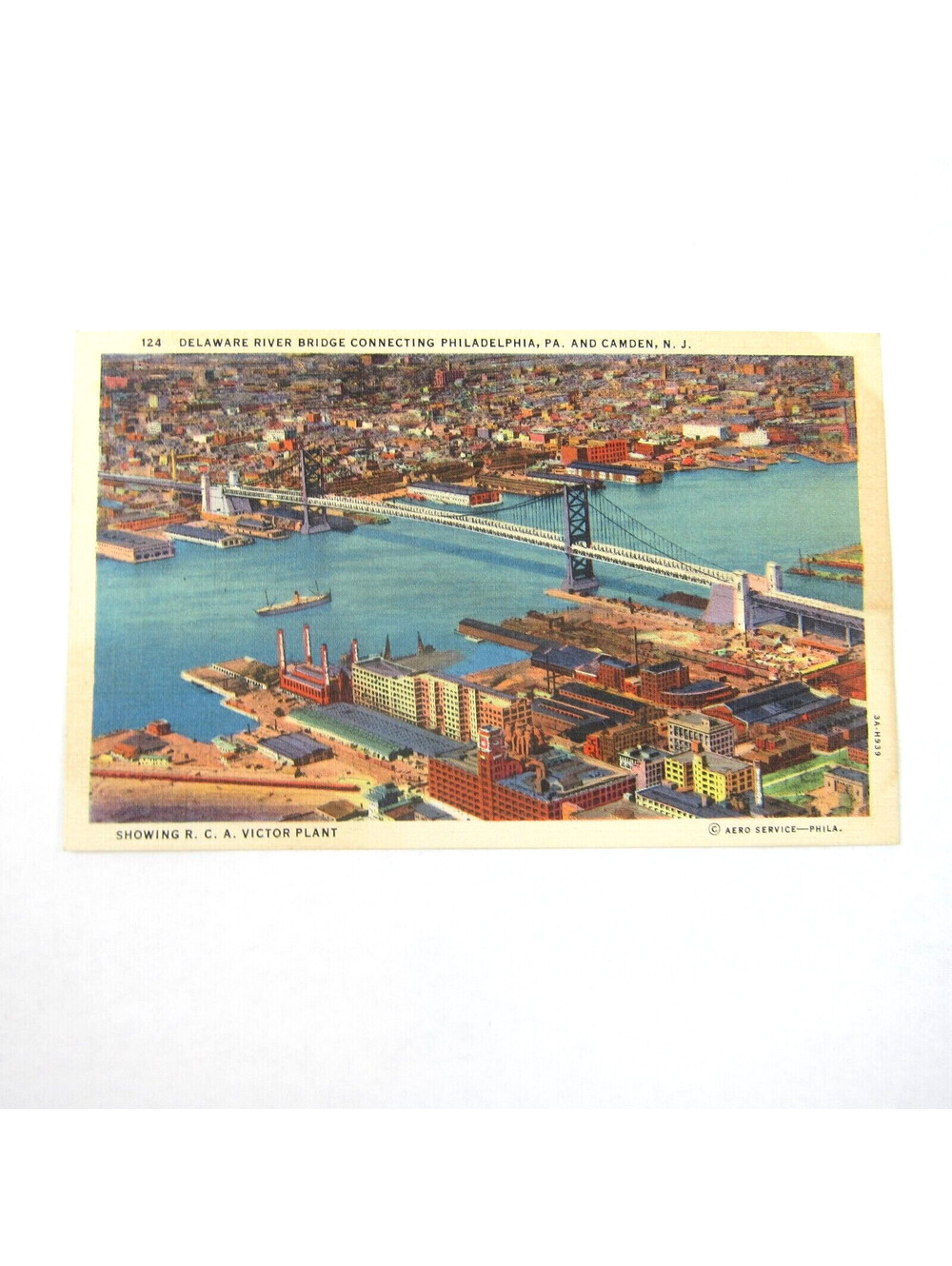 Postcard RCA Victor Plant Delaware River Bridge Philadelphia Camden Vintage 1933